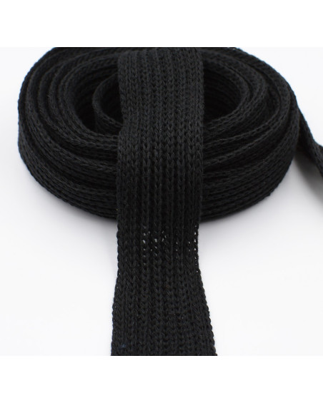 Knitted Trim 4cm 100% Recycled Cotton - Black