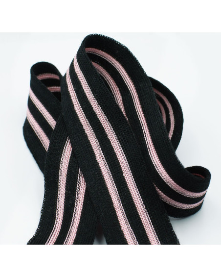 Knitted Trim 3cm - Black/Pink