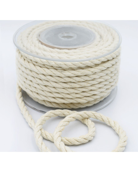 Twisted Macrame Cotton Rope 6mm in natural color